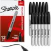 Sharpie Permanent Markers Set Quick Drying And Fade Resistant Fine Point Marker For Wood Plastic Paper Metal And More Drawing Coloring And Poster Marker Black 12 Count