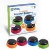 Learning Resources Recordable Answer Buzzers - Set of 4, Ages 3+ | Pre-K Personalized Sound Buzzers, Recordable Buttons, Game Show Buzzers, Perfect for Family Game and Trivia Nights