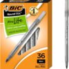 BIC Round Stic Xtra Life Black Ballpoint Pens, Medium Point -Count Pack of Bulk Pens, Flexible Round Barrel for Writing Comfort, No. 1 Selling Ballpoint Pens
