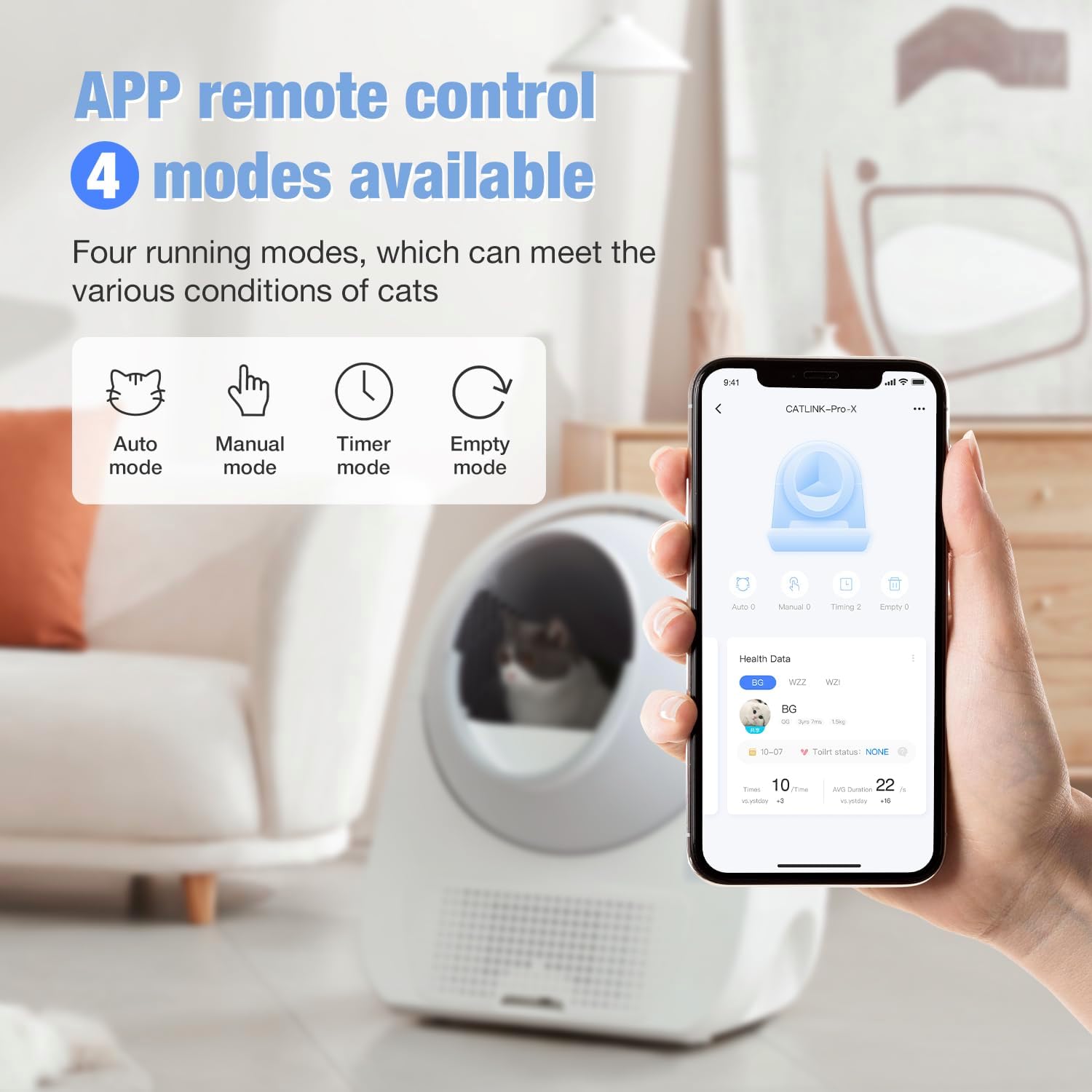 CATLINK Self Cleaning Automatic Litter Box for Cats - Hands-Free Cleanup with App Control, Double Odor Removal - Extra Large Size for 3.3~22lbs Cats - Smart Robot Cat Litter Box (Upgrade) - Image 2