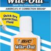 BIC Wite-Out Quick Dry Correction Fluid, 20mL, White, Goes on Easy with A Reduced Dry Time, 1-Count Pack