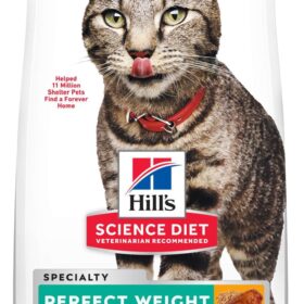 Hill's Science Diet Perfect Weight, Weight Management Support, Dry Cat Food, Chicken Recipe, 7 lb Bag