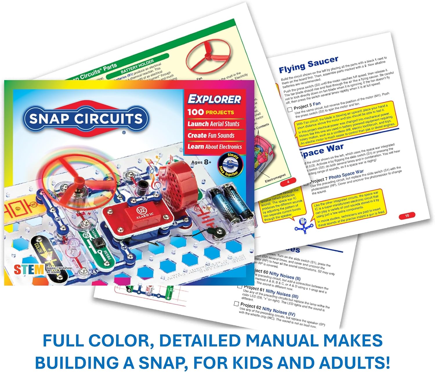 Snap Circuits Jr. SC-100 Electronics Exploration Kit, Over 100 Projects, Full Color Project Manual, 28 Parts, STEM Educational Toy - Image 6